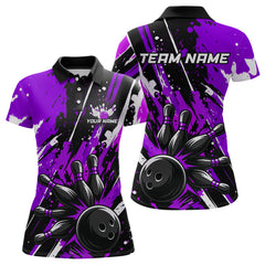 Maxcorners Custom Purple Bowling Jersey for Men Bowling Uniform Polo & 1/4 Zip Bowling Team Shirts LM0803