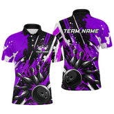 Maxcorners Custom Purple Bowling Jersey for Men Bowling Uniform Polo & 1/4 Zip Bowling Team Shirts LM0803