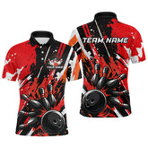 Maxcorners Custom Red Bowling Jersey for Men Bowling Uniform Polo & 1/4 Zip Bowling Team Shirts LM0803