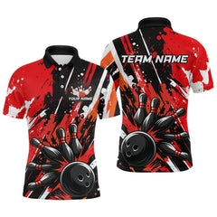 Maxcorners Custom Red Bowling Jersey for Men Bowling Uniform Polo & 1/4 Zip Bowling Team Shirts LM0803