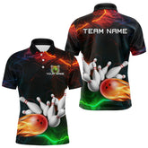 Maxcorners Custom Colorful Lightning Bowling Jersey for Men Bowling Uniform Polo & 1/4 Zip Bowling Team Shirts LM1008