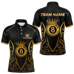 Maxcorners Custom Gold 8 Ball Crown Billiard Shirts for Men and Team Polo & 1/4 Zip Shirts LM2206