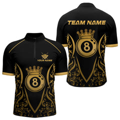 Maxcorners Custom Gold 8 Ball Crown Billiard Shirts for Men and Team Polo & 1/4 Zip Shirts LM2206