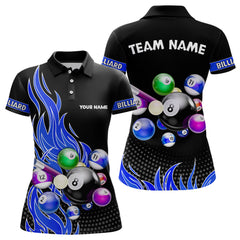 Maxcorners Custom Blue Flame Billiard Shirts for Men Billiard Team Jerseys Polo & 1/4 Zip Shirts MT1706