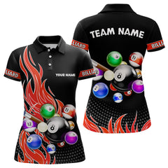Maxcorners Custom Red Flame Billiard Shirts for Men Billiard Team Jerseys Polo & 1/4 Zip Shirts MT1706