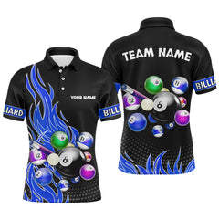 Maxcorners Custom Blue Flame Billiard Shirts for Men Billiard Team Jerseys Polo & 1/4 Zip Shirts MT1706