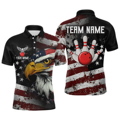 Maxcorners Custom US Eagle Bowling Jersey for Men Bowling Team Shirts Bowling Uniform Polo & 1/4 Zip LM0412