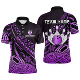 Maxcorners Purple Vintage Bowling Custom Men Bowling Shirt Polo & Quarter-Zip Bowling Team Jerseys LM1625