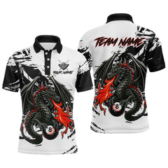 Maxcorners Custom Dragon Flame 8 Ball Billiard Shirts for Men Billiard Team Shirts Polo & 1/4 Zip Shirt LM1610