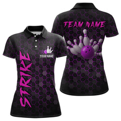 Maxcorners Custom Strike Purple Bowling Men Bowling Shirt Polo & Quarter-Zip Bowling Team Jerseys LM0706
