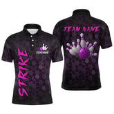 Maxcorners Custom Strike Purple Bowling Men Bowling Shirt Polo & Quarter-Zip Bowling Team Jerseys LM0706