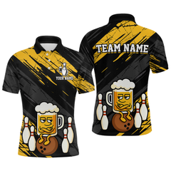 Maxcorners Custom Funny Beer Bowling Jersey for Men Bowling Uniform Polo & 1/4 Zip Bowling Team Shirts LM0803