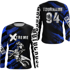 Maxcorners Custom Blue Motocross Jersey Racing Shirts UPF30+ Dirt Bike Jersey Kid Men Women LM2809