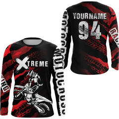 Maxcorners Custom Red Motocross Jersey Racing Shirts UPF30+ Dirt Bike Jersey Kid Men Women LM2809