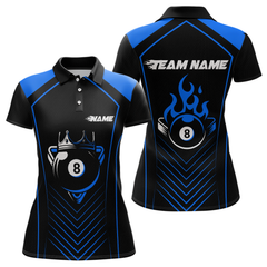 Maxcorners Customized Blue 8 Ball Pool Crown Men'S Billiard Shirts, Billiard Team Shirts Polo & 1/4 Zip Shirts
