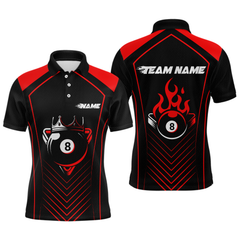 Maxcorners Customized Red 8 Ball Pool Crown Men'S Billiard Shirts, Billiard Team Shirts Polo & 1/4 Zip Shirts