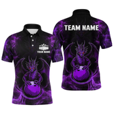 Maxcorners Purple Dragon Custom Name Bowling Shirts For Men, Bowling Team Jersey Polo & Quarter-Zip Shirt