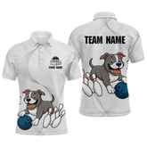 Maxcorners Custom Funny French Bulldog Bowling Men Polo & 1/4 Zip Shirts Bowling Team Jerseys LM3006