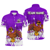 Maxcorners Custom Purple Funny Turkey Bowling Jersey for Men Thanksgiving Bowling Team Shirts LM2408