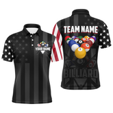 Maxcorners American Flag Billiard Shirt Custom Billiard Jersey For Men Billiard Gifts For Men Team Polo & 1/4 Zip
