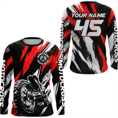 Maxcorners Personalized Red Motocross Racing Jersey Men Women Kid Upf30+ Dirt Bike Jersey Shirt Racing Jersey LM2809