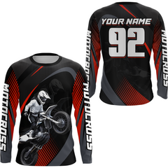 Maxcorners Custom Red Motocross Shirts Racing Jersey UPF30+ Dirt Bike Jersey Kid Men Women LM2809