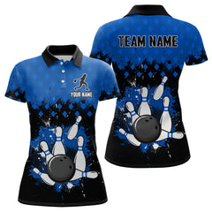 Maxcorners Blue Bowling Jersey Men And Women Custom Bowling Shirts Unisex Polo Bowling Team Shirt
