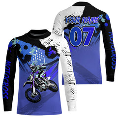 Maxcorners Custom Motocross Jersey Blue Dirt Bike Clothes Upf30+ Mens Women Motorcycle Jersey| MT2709