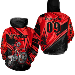 Maxcorners Custom Dirt Bike Jersey Red Motocross Jersey Upf30+ Mens Women Extreme Racing Shirt| MT2809