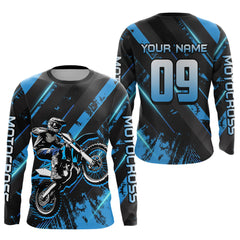 Maxcorners Custom Blue Dirt Bike Jersey Motocross Shirt Upf30+ Motocross Shirt LM2809