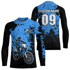 Maxcorners Custom Blue Motocross Jersey for Men Women Upf30+ Dirt Bike Shirt Motorcycle Jersey| MT2709