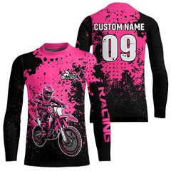 Maxcorners Custom Pink Motocross Jersey for Men Women Upf30+ Dirt Bike Shirt Motorcycle Jersey| MT2709