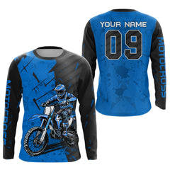 Maxcorners Custom Dirt Bike Jersey Blue Motocross Jersey Upf30+ Mens Women Motocross Shirt| MT2809