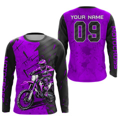 Maxcorners Custom Dirt Bike Jersey Purple Motocross Jersey Upf30+ Mens Women Motocross Shirt| MT2809
