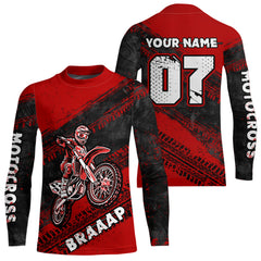 Maxcorners Custom Motocross Jersey Red Mens Women Upf30+ Dirt Bike Jersey Racing Shirt| MT2709