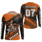 Maxcorners Custom Motocross Jersey Orange Mens Women Upf30+ Dirt Bike Jersey Racing Shirt| MT2709
