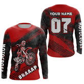 Maxcorners Custom Motocross Jersey Red Mens Women Upf30+ Dirt Bike Jersey Racing Shirt| MT2709