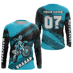 Maxcorners Custom Motocross Jersey Turquoise Mens Women Upf30+ Dirt Bike Jersey Racing Shirt| MT2709