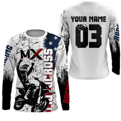 Maxcorners Custom White Motocross Jersey for Men Women Upf30+ Dirt Bike Shirt Racing Jersey LM2809