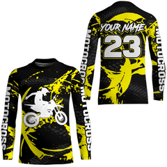 Maxcorners Custom Dirt Bike Jersey Yellow Motocross Jersey Upf30+ Mens Women Racing Shirt| MT2809
