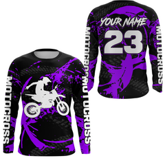 Maxcorners Custom Dirt Bike Jersey Purple Motocross Jersey Upf30+ Mens Women Racing Shirt MT2809