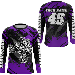 Maxcorners Custom Purple Motocross Jersey for Men Women Upf30+ Dirt Bike Shirt Motorcycle Jersey LM2809