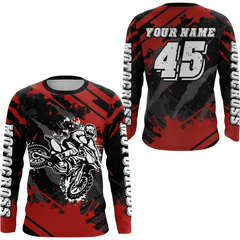 Maxcorners Custom Red Motocross Jersey for Men Women Upf30+ Dirt Bike Shirt Motorcycle Jersey LM2809