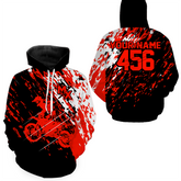 Maxcorners Custom Dirt Bike Hoodie Red Motocross Hoodie Mens Women Motocross Hooded Jersey| MT2809