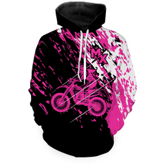 Maxcorners Custom Dirt Bike Hoodie Pink Motocross Hoodie Mens Women Motocross Hooded Jersey| MT2809
