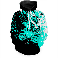 Maxcorners Custom Dirt Bike Hoodie Turquoise Motocross Hoodie Mens Women Motocross Hooded Jersey| MT2809