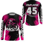 Maxcorners Custom Dirt Bike Pink Jersey Motocross Jersey Upf30+ Mens Women Motocross Shirt| MT2809