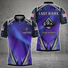 Maxcorners Billiard US Flag Alaska Flag Personalized Name, Team Name 3D Polo Shirt For Alaska 4