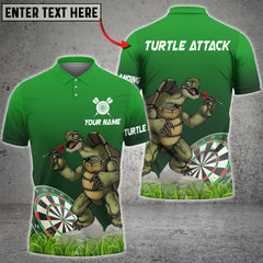 Maxcorners Turtle Throwing Darts Customized Name, Team Name 3D Polo Shirt For Norman
