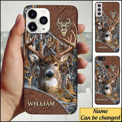 Maxcorners Deer Hunting Leather Parttern Personalized Name Phone Case LM1012